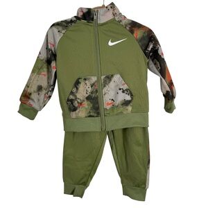 Nike Olive Green and Orange Tracksuit SZ 12Month